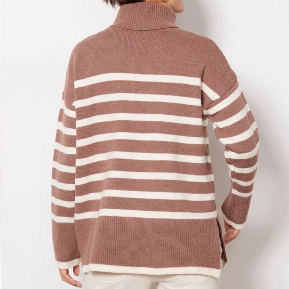Line & Dot Striped Relaxed Fit Cozy Turtleneck Sweater NWT $158 - Picture 4 of 5